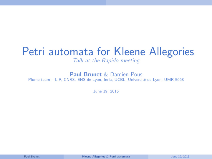 petri automata for kleene allegories