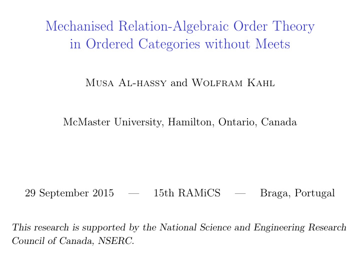 mechanised relation algebraic order theory in ordered