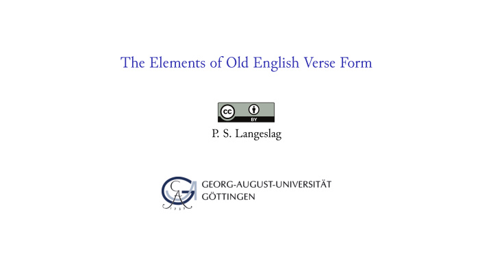 the elements of old english verse form