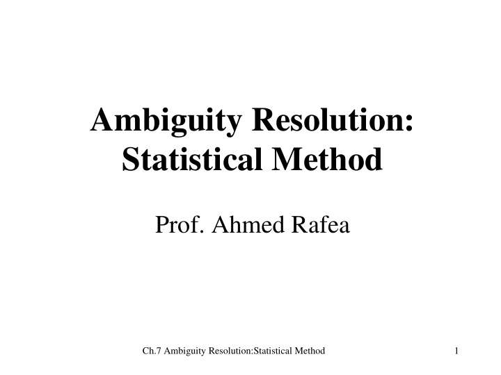 ambiguity resolution statistical method