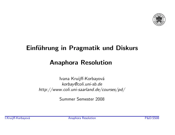 einf uhrung in pragmatik und diskurs anaphora resolution