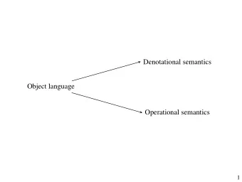 Denotational semantics  Object language  Operational semantics  1  Cheating?  State passing save ,