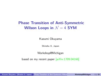 Phase Transition of Anti-Symmetric  Kazumi Okuyama  Shinshu U, Japan  Workshop@Michigan  Kazumi