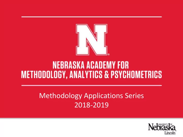 methodology applications series 2018 2019 adaptation in
