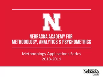 Methodology Applications Series  2018-2019  Adaptation in the Social, Behavioral, and  Education