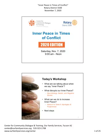 2020 EDITION  Saturday, Nov. 7, 2020  9:00 am - Noon  Todays Workshop   What are we talking