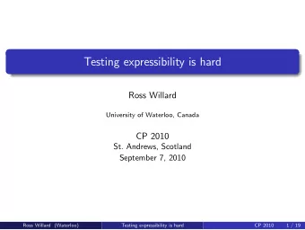 Testing expressibility is hard  Ross Willard  University of Waterloo, Canada  CP 2010  St. Andrews,