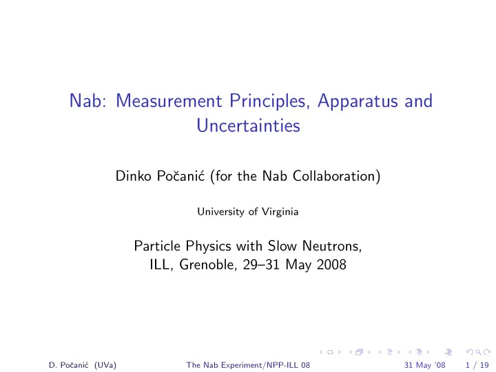 nab measurement principles apparatus and uncertainties