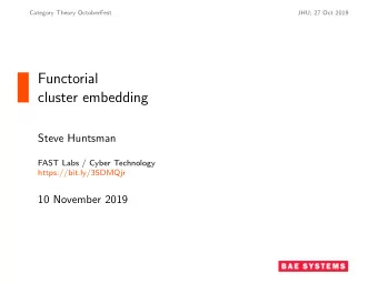Functorial  cluster embedding  Steve Huntsman  FAST Labs / Cyber Technology  https://bit.ly/35DMQjr