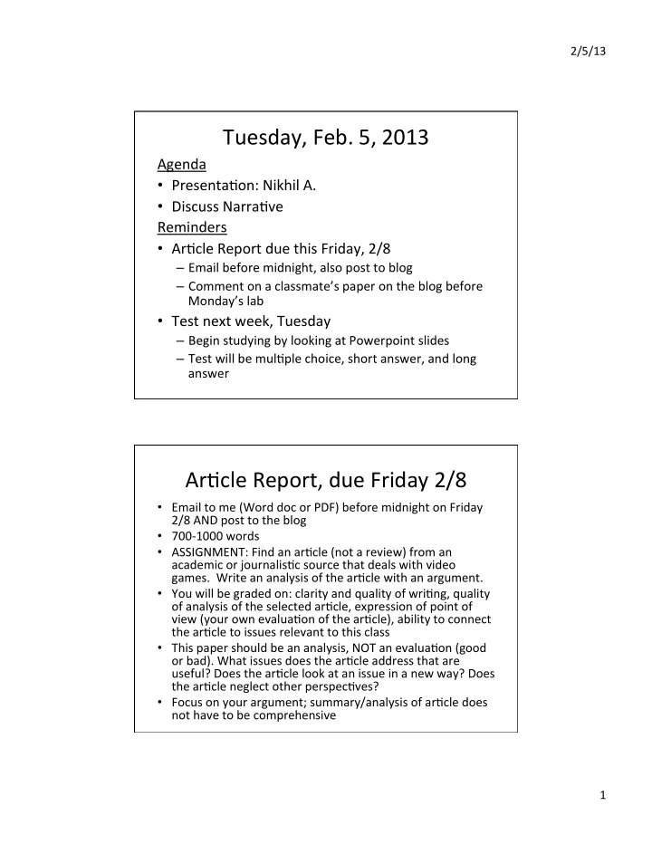 tuesday feb 5 2013