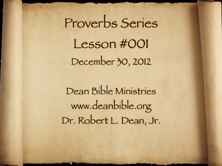 proverbs series lesson 001