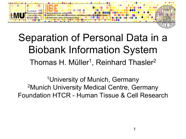 separation of personal data in a biobank information