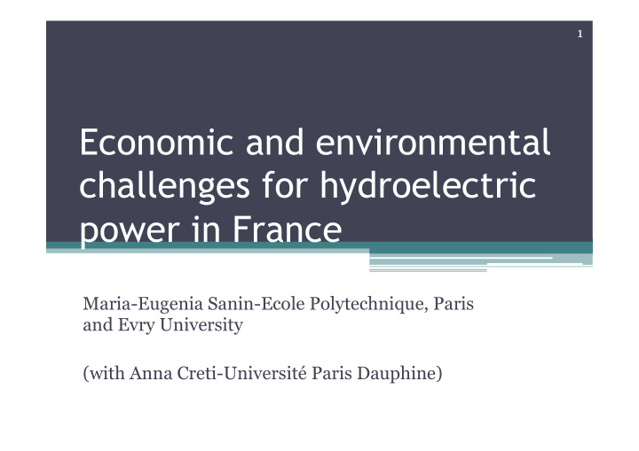 economic and environmental challenges for hydroelectric