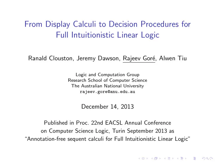 from display calculi to decision procedures for full