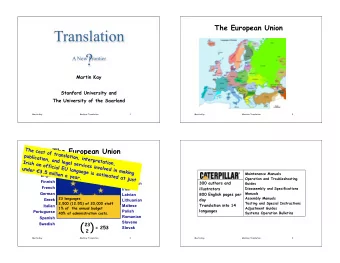 ?  A New Frontier  Martin Kay  Stanford University and  The University of the Saarland  Martin Kay