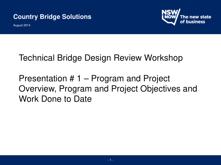 technical bridge design review workshop presentation 1