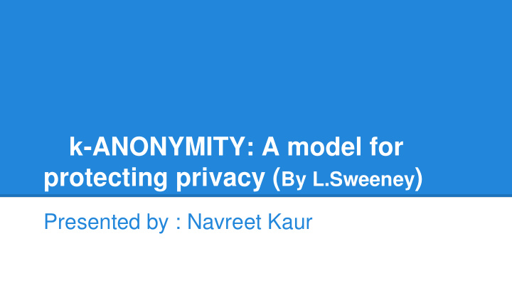 protecting privacy by l sweeney