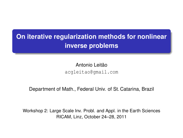 on iterative regularization methods for nonlinear inverse