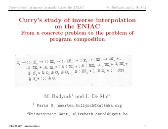Currys study of inverse interpolation  on the ENIAC  From a concrete problem to the problem of
