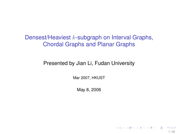 densest heaviest k subgraph on interval graphs chordal