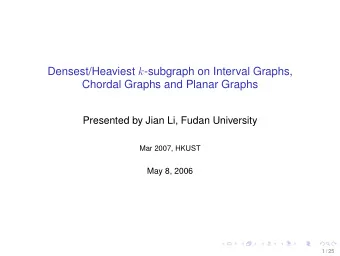 Densest/Heaviest k -subgraph on Interval Graphs,  Chordal Graphs and Planar Graphs  Presented by