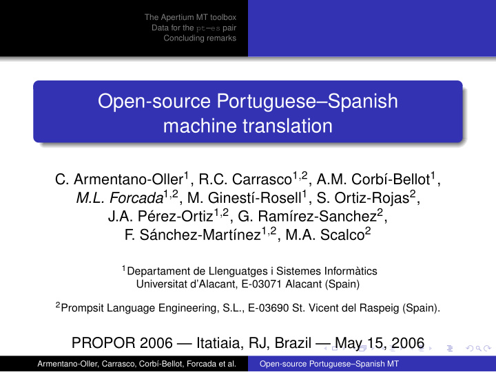 open source portuguese spanish machine translation