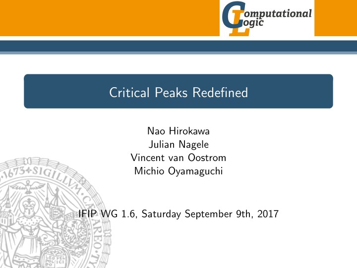 critical peaks redefined