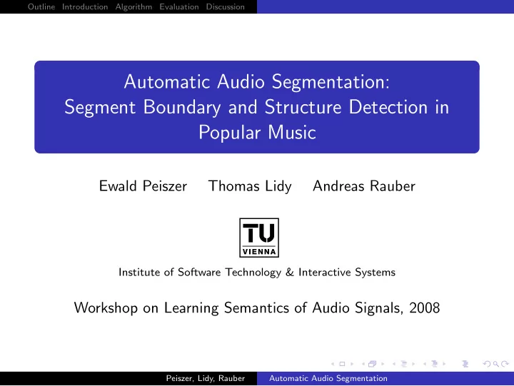 automatic audio segmentation segment boundary and