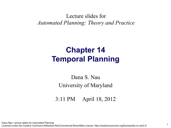 chapter 14 temporal planning