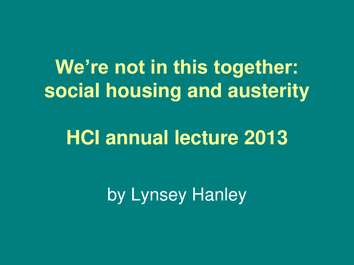social housing and austerity