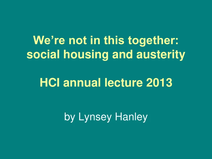 social housing and austerity