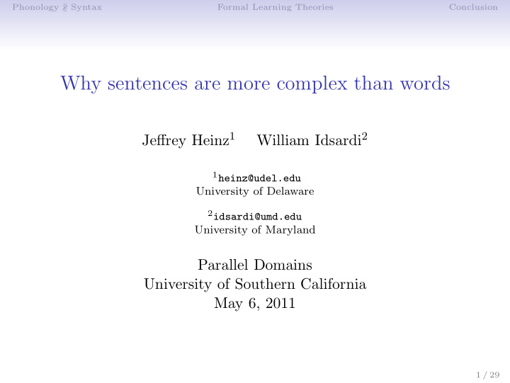 why sentences are more complex than words