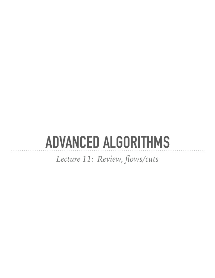 advanced algorithms