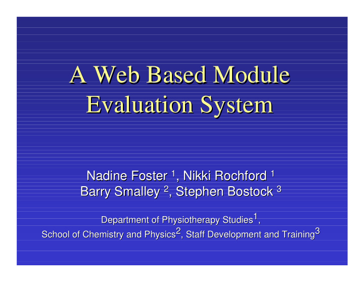 a web based module a web based module evaluation system