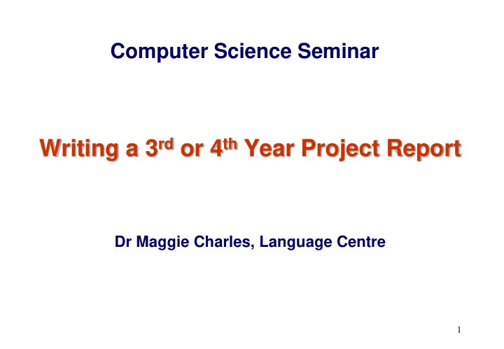 writing a 3 rd or 4 th year project report