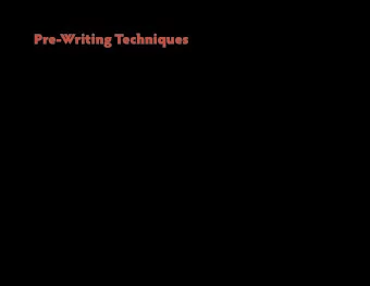 Pre-Writing Techniques rev ised  0 1.16.16 | | English 1301: Com position I  || D. Glen Sm ith,