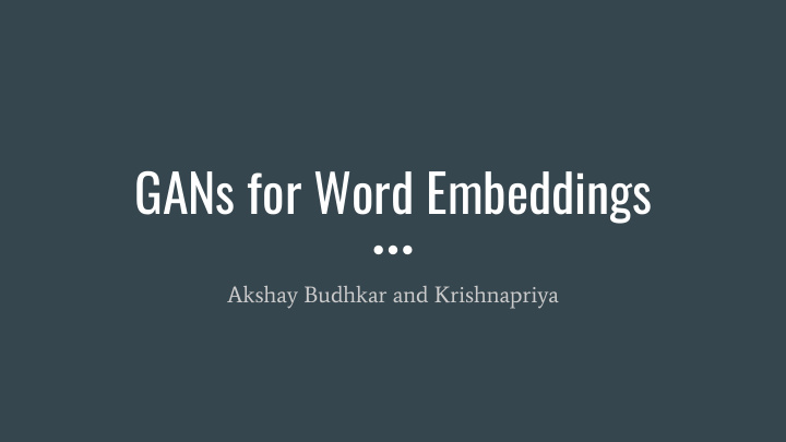 gans for word embeddings