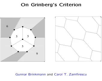 On Grinbergs Criterion  6  5  5  5  9  Gunnar Brinkmann and Carol T. Zamfirescu Grinbergs