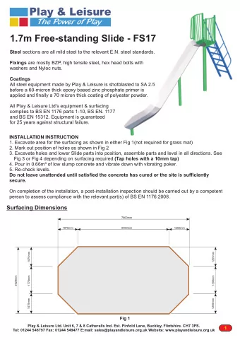 Play &amp; Leisure  The Power of Play  1.7m Free-standing Slide - FS17 Steel sections are all mild