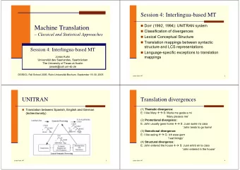 Machine Translation  Classification of divergences  Classical and Statistical Approaches