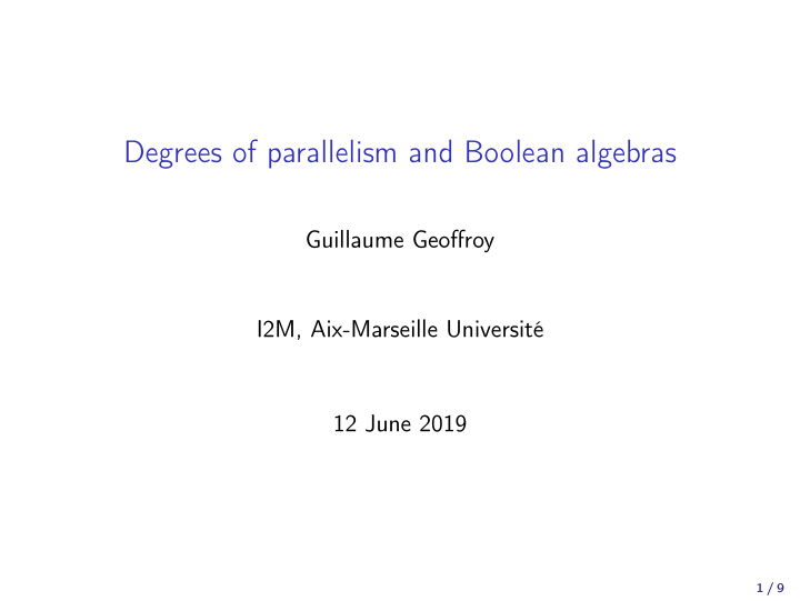 degrees of parallelism and boolean algebras