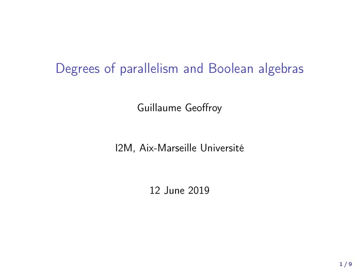 degrees of parallelism and boolean algebras