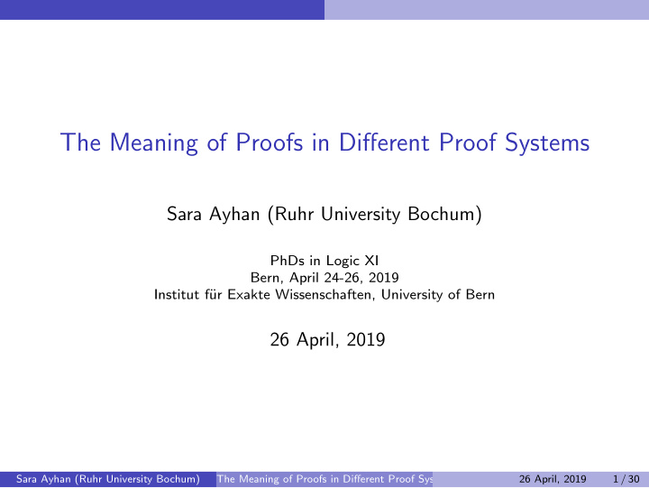 the meaning of proofs in different proof systems