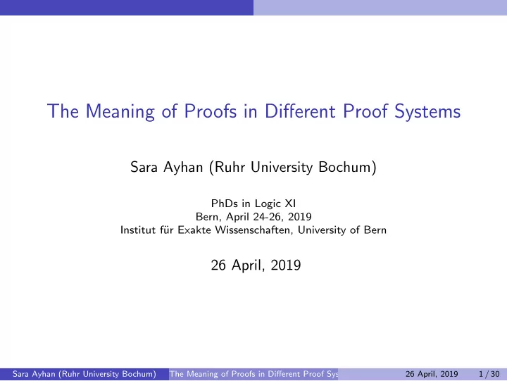 the meaning of proofs in different proof systems