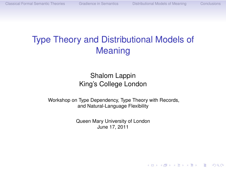 type theory and distributional models of meaning