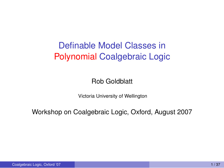 definable model classes in polynomial coalgebraic logic