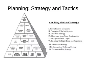 Planning: Strategy and Tactics  9 Building Blocks of Strategy  Dr Karass Prescription for Success