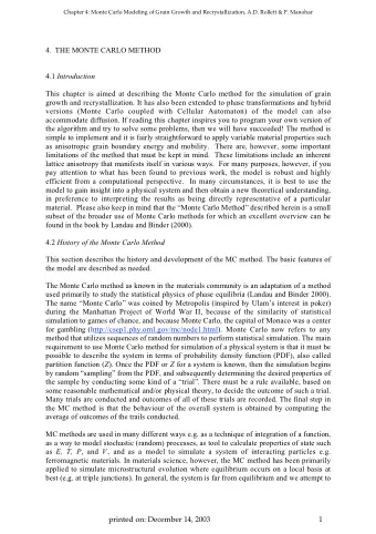 4.  THE MONTE CARLO METHOD 4.1 I ntroduction  This chapter is aimed at describing the Monte Carlo