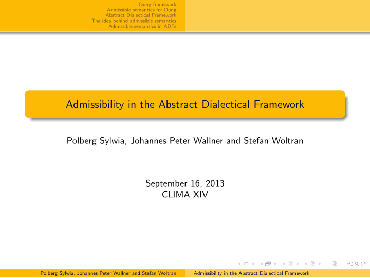 admissibility in the abstract dialectical framework