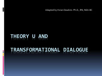 THEORY U AND  TRANSFORMATIONAL DIALOGUE  The Blind Spot in Leadership  We have looked at what